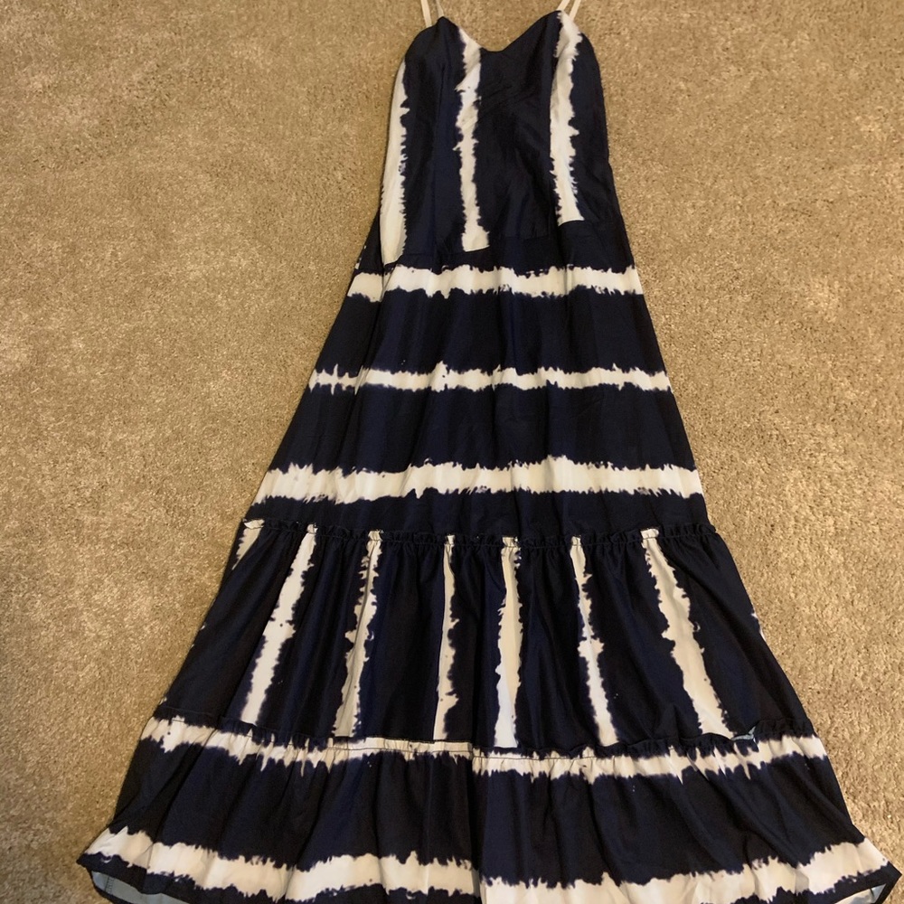 Navy and white tie dyed long sundress